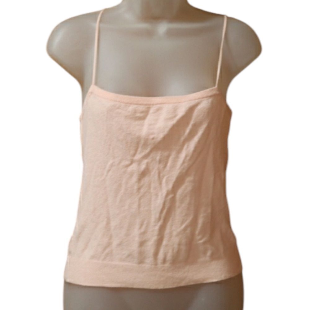 Trina Turk Y2K Pastel Pink Ribbed Camisole Tank Top | Minimalist Large Feminine